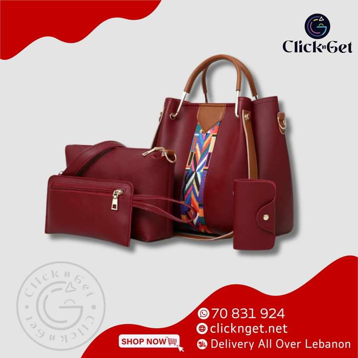 4-in-1 bag set in maroon